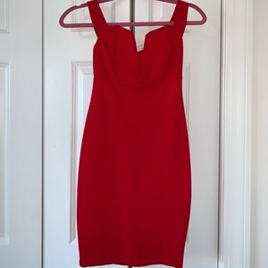 Red V-Cut Bodycon Dress